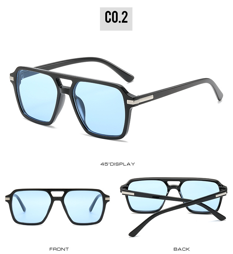 2023新款简约欧美经典外贸方框双梁太阳镜男女士百搭修脸时尚墨镜详情8