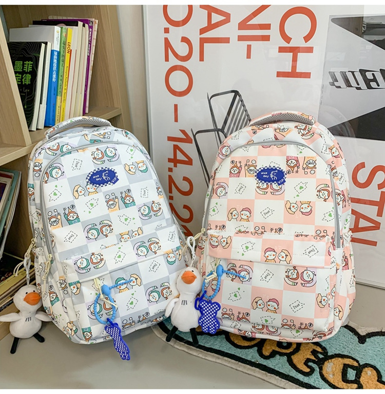 简约校园休闲背包2023韩版大容量休闲双肩包日系个性涂鸦学生书包详情21