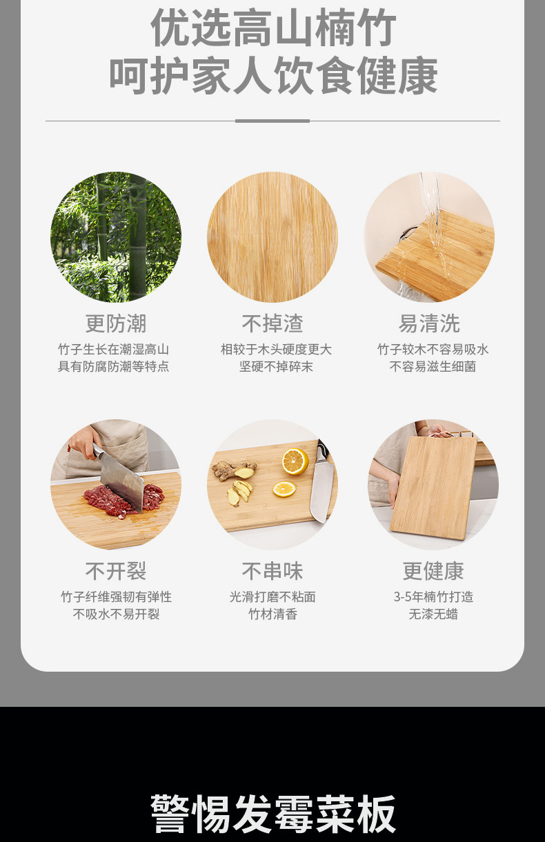 Wholesale household bamboo cutting boards, solid wood cutting boards, bamboo double-sided cutting boards, large rolling boards, and fruit cutting boards pic 3