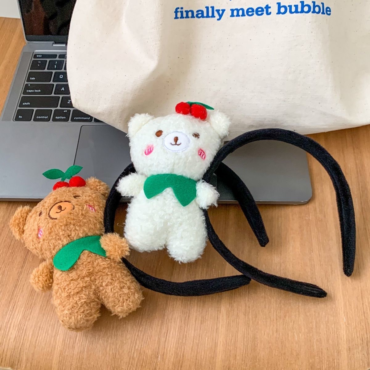ins Cherry bear hair band, fluffy cartoon doll, face wash makeup headband, girlish heart hair clip, Japanese and Korean hair accessories pic 2