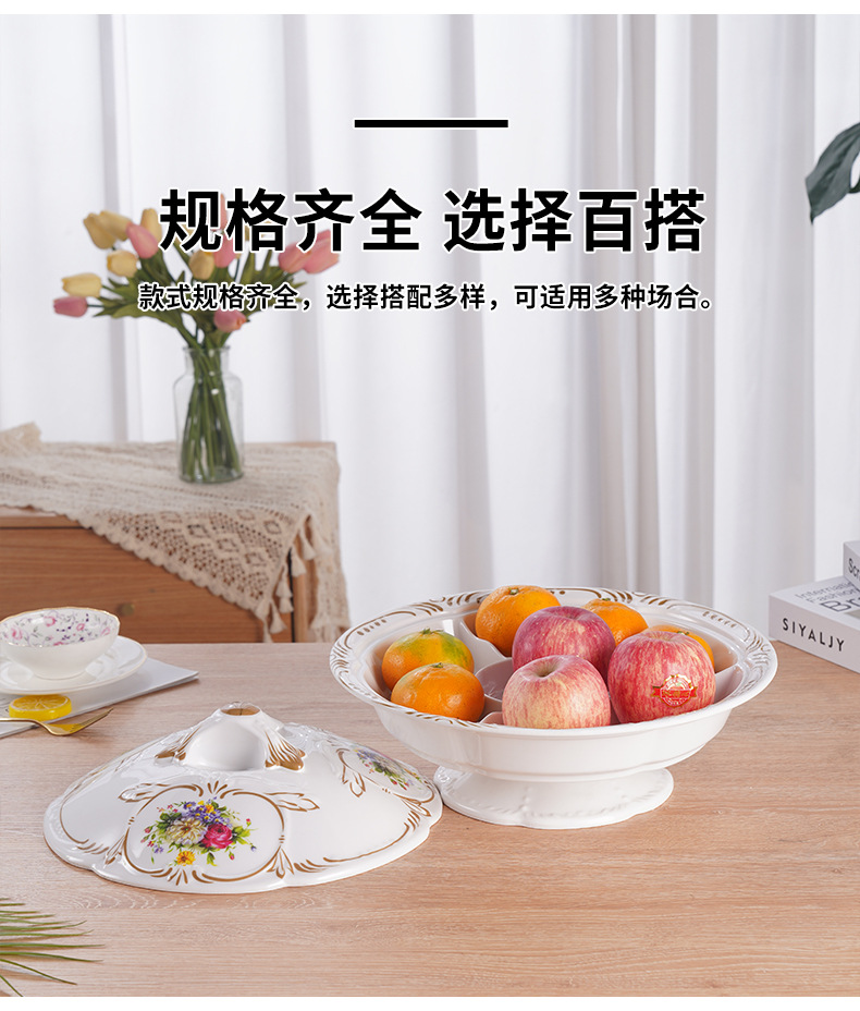 带座旋转蒙古包糖果盒仿瓷糖果盒家用零食干果盒密胺水果盘碗彩盒详情13