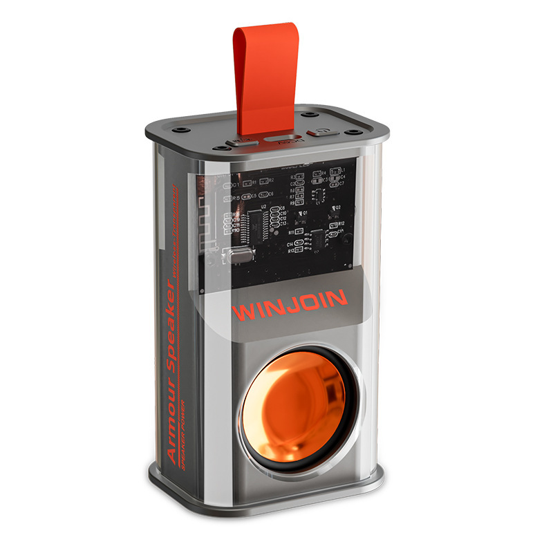 Transparent mecha-style wireless Bluetooth speaker, small steel cannon desktop speaker, colorful subwoofer, portable card slot speaker pic 1
