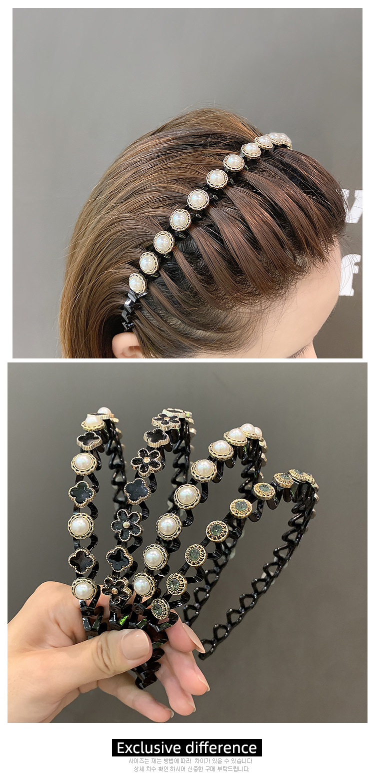 European and American fashionable pearl hair bands, shiny Baroque rhinestone hair accessories, four-leaf clover hair clips, heavy industry popular adult hair accessories pic 19