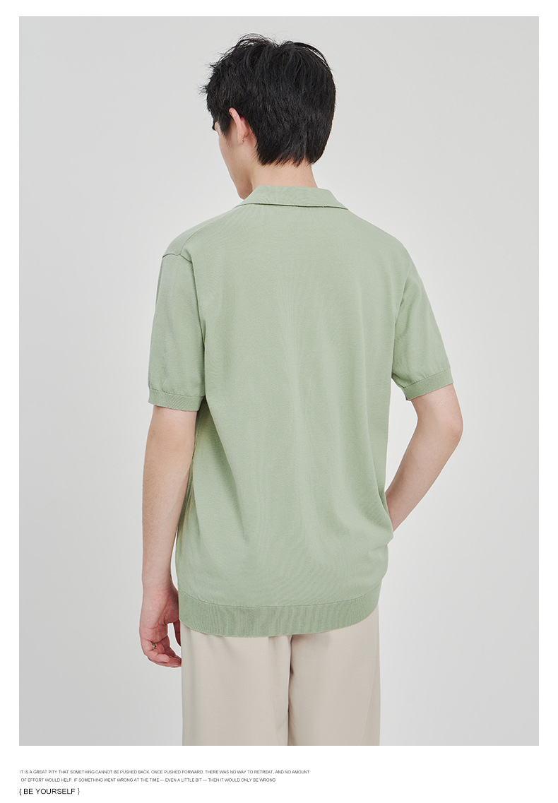 APO男装|简约针织短袖t恤男士2024夏季新款纯色设计垂感POLO衫男详情12