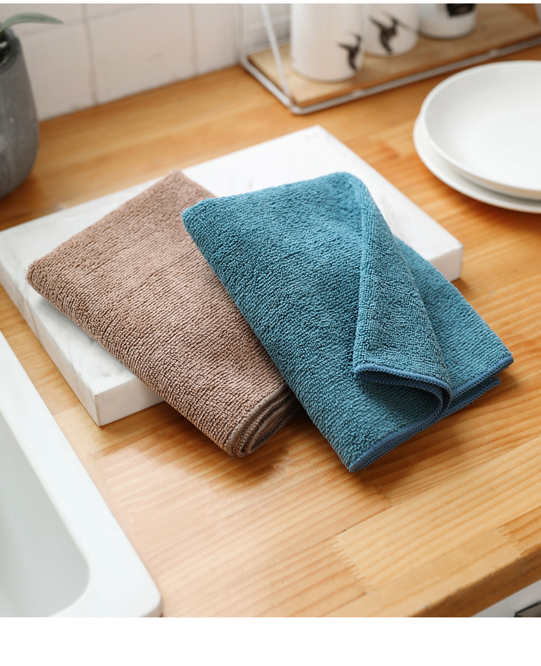 Superfine fiber polyester fabric thickened strong absorption car wash towel, kitchen cleaning non-stick oil dishwashing towel, small square towel, rag pic 23