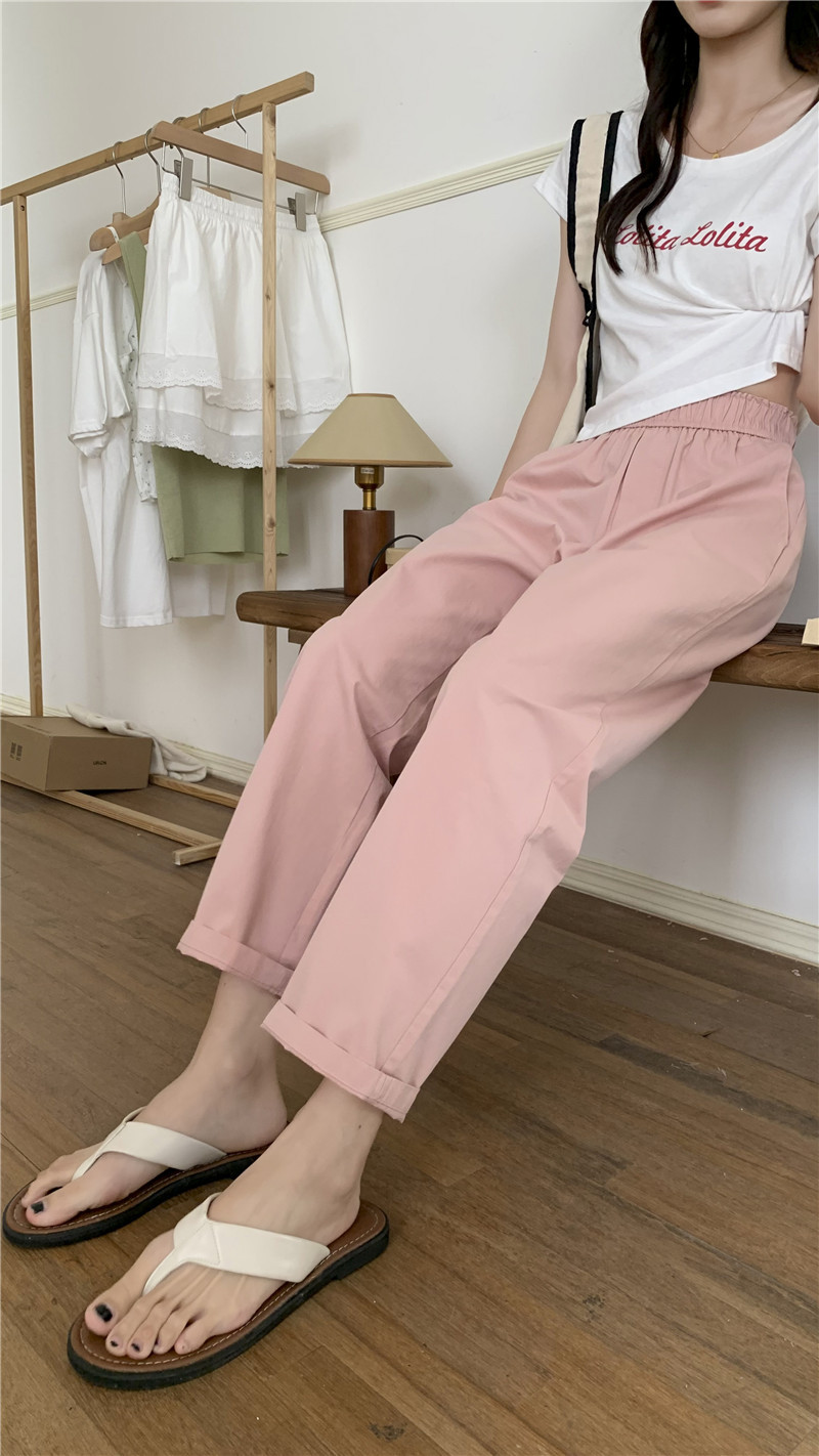 （花苞奶奶裤）百搭裤子夏季舒适松紧高腰宽松显瘦女休闲裤详情16