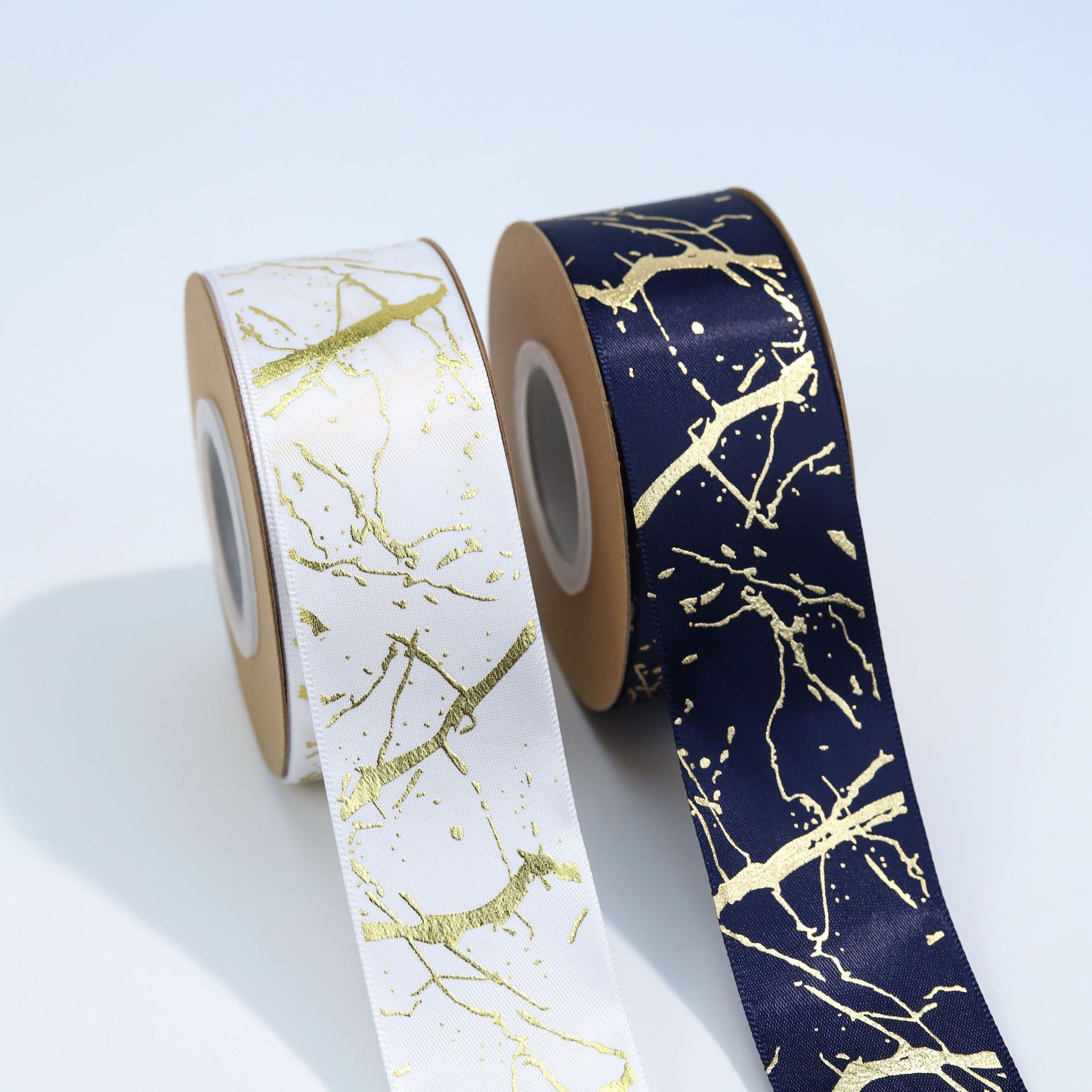 Lu De 2.5CM webbing with gilding, irregular pattern logo, white ribbon gilding, cake gift box, bow pic 14