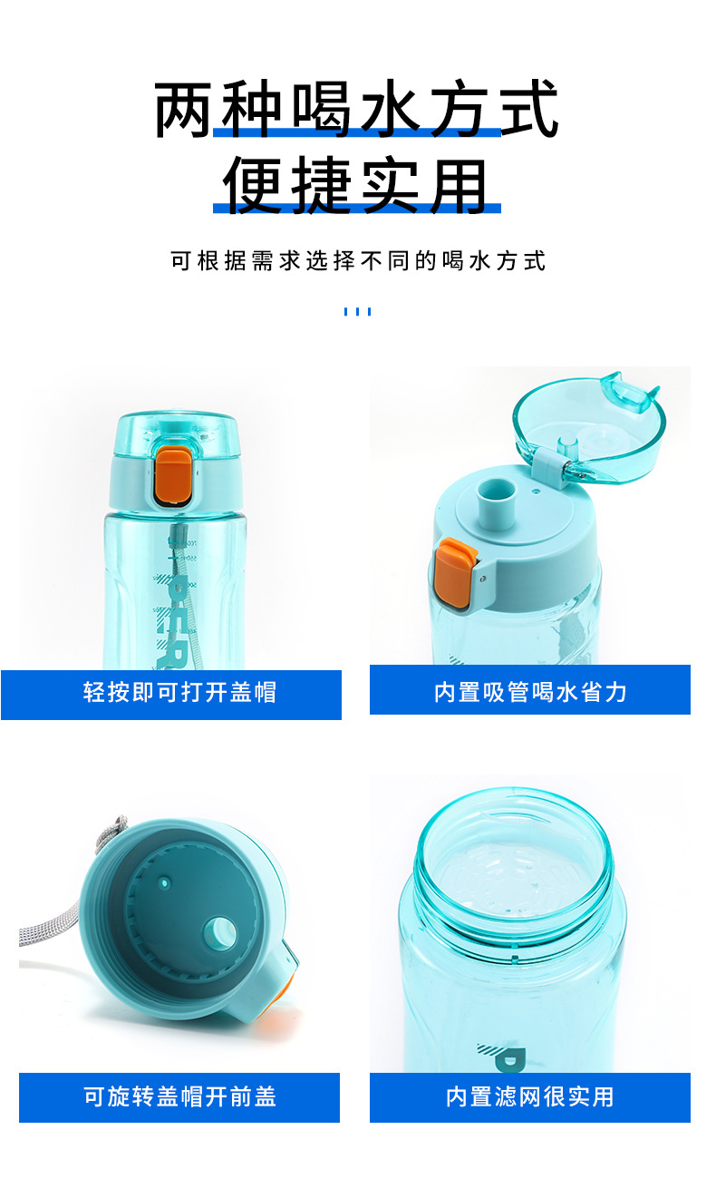 双层水壶太空杯带刻度杯子新款创意大容量塑料杯弹跳盖户外运动详情5