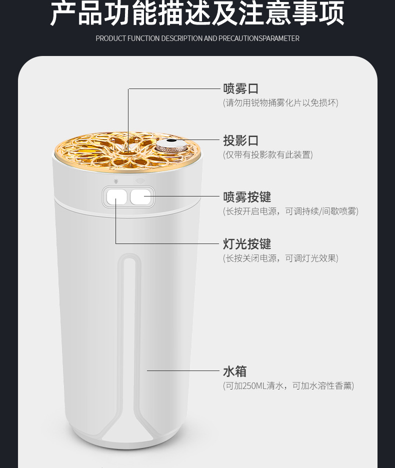 无线空气加湿器车载家用静音卧室净可充电小型桌面喷雾净化香薰机详情16