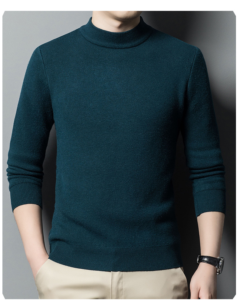 Imitación cashmere otoño invierno hombre suéter de cuello medio alto hombre joven slim legging jersey hombre pic 9
