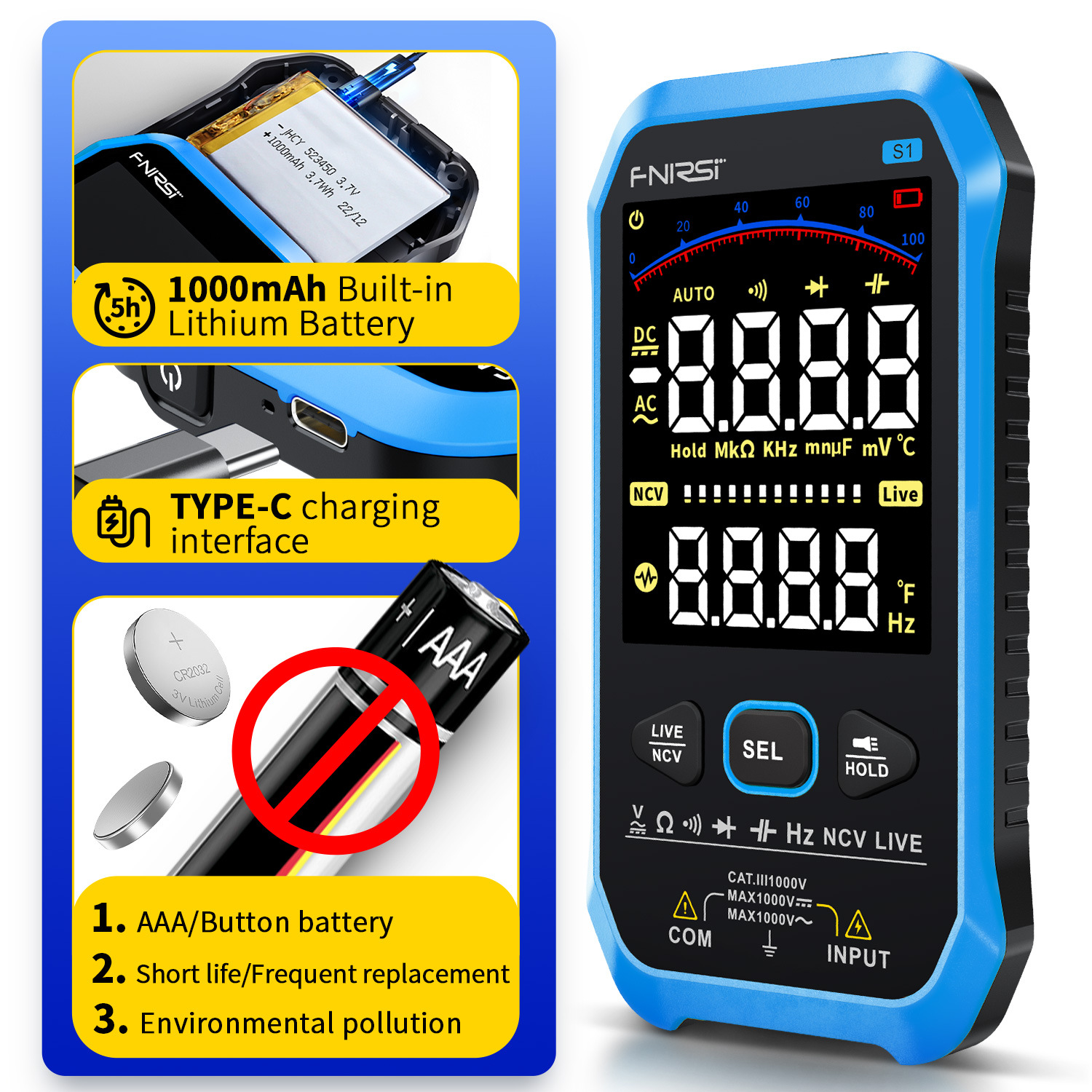 S1 multimeter digital high-precision fully automatic portable ultra-thin anti-burning digital display multimeter, electrician pic 7