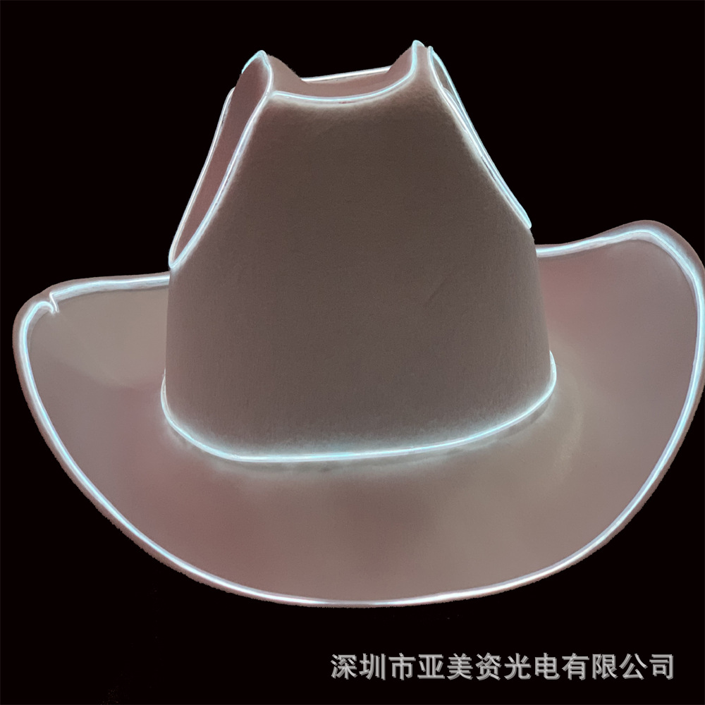 Amazon DIY Christmas LED cowboy hat, LED light hat, EL cold light cowboy hat, Christmas top hat, bride hat pic 6