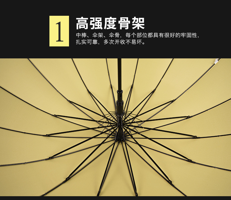 16-bone fiber bone-up fabric, plain and fresh wooden handle, photo landscape advertising umbrella in stock pic 10