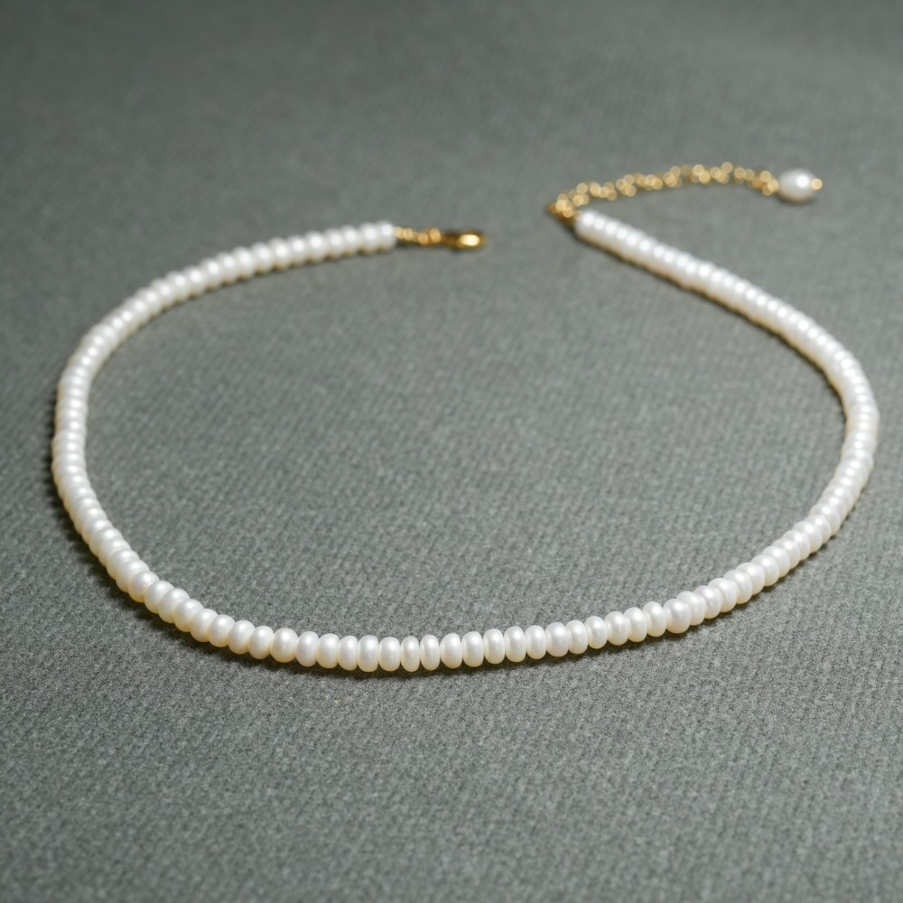 法式小众淡水馒头真珍珠气质项链短款简约颈链锁骨链饰品详情3