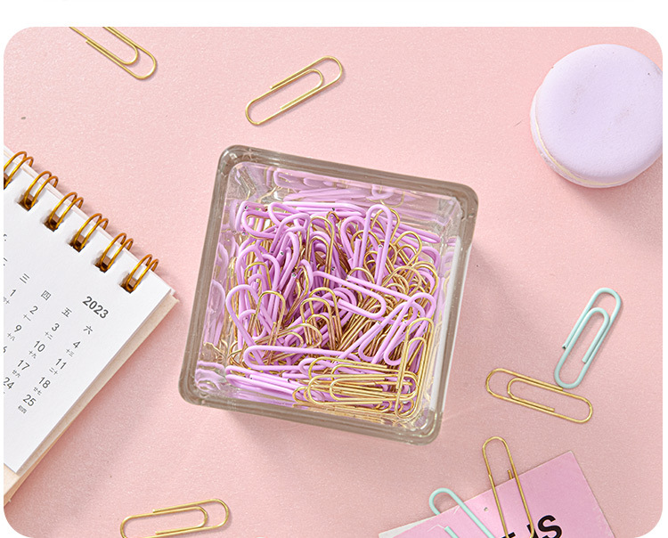 Macaron-colored large flat four-compartment box, golden stationery set, book holder, thumbtack, paperclip combination, small stationery set pic 17