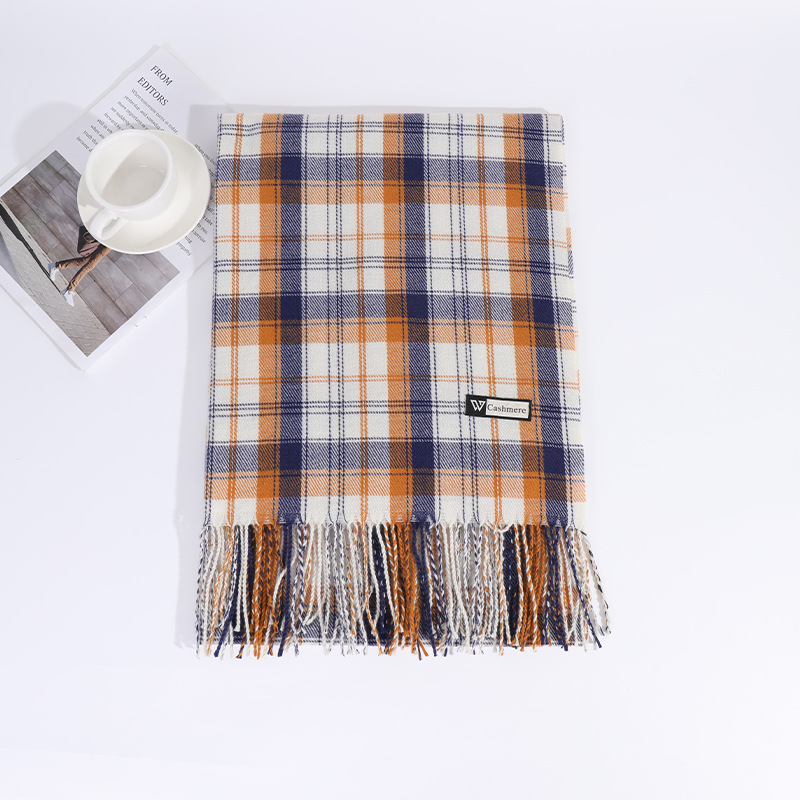 格子围巾女2023冬季新款百搭保暖刺毛仿羊绒流苏披肩围脖外贸批发详情19
