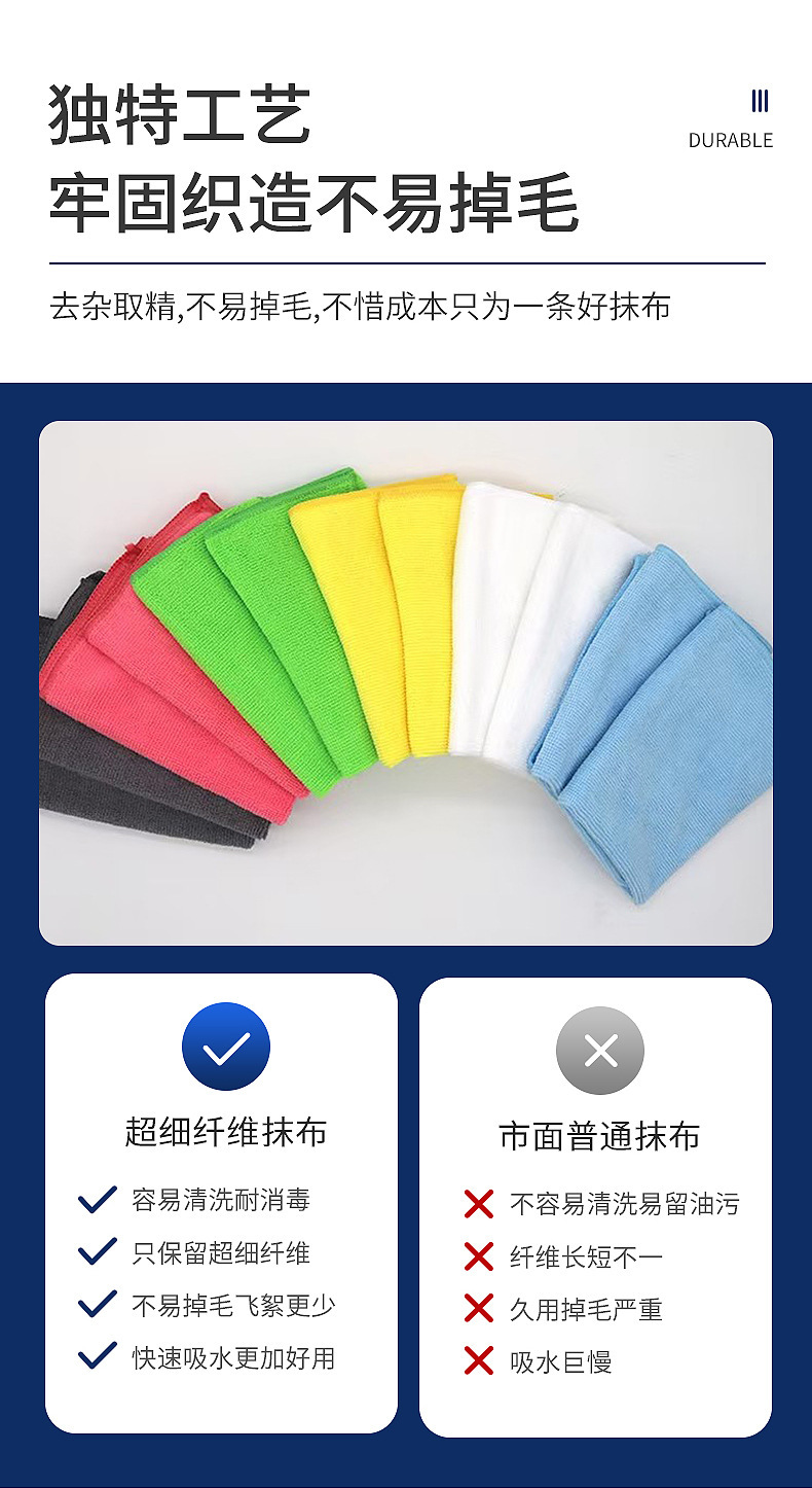Wholesale of microfiber table cleaning cloths, kitchen and household scouring pads, restaurant cleaning absorbent small square towels in Shenzhen pic 3
