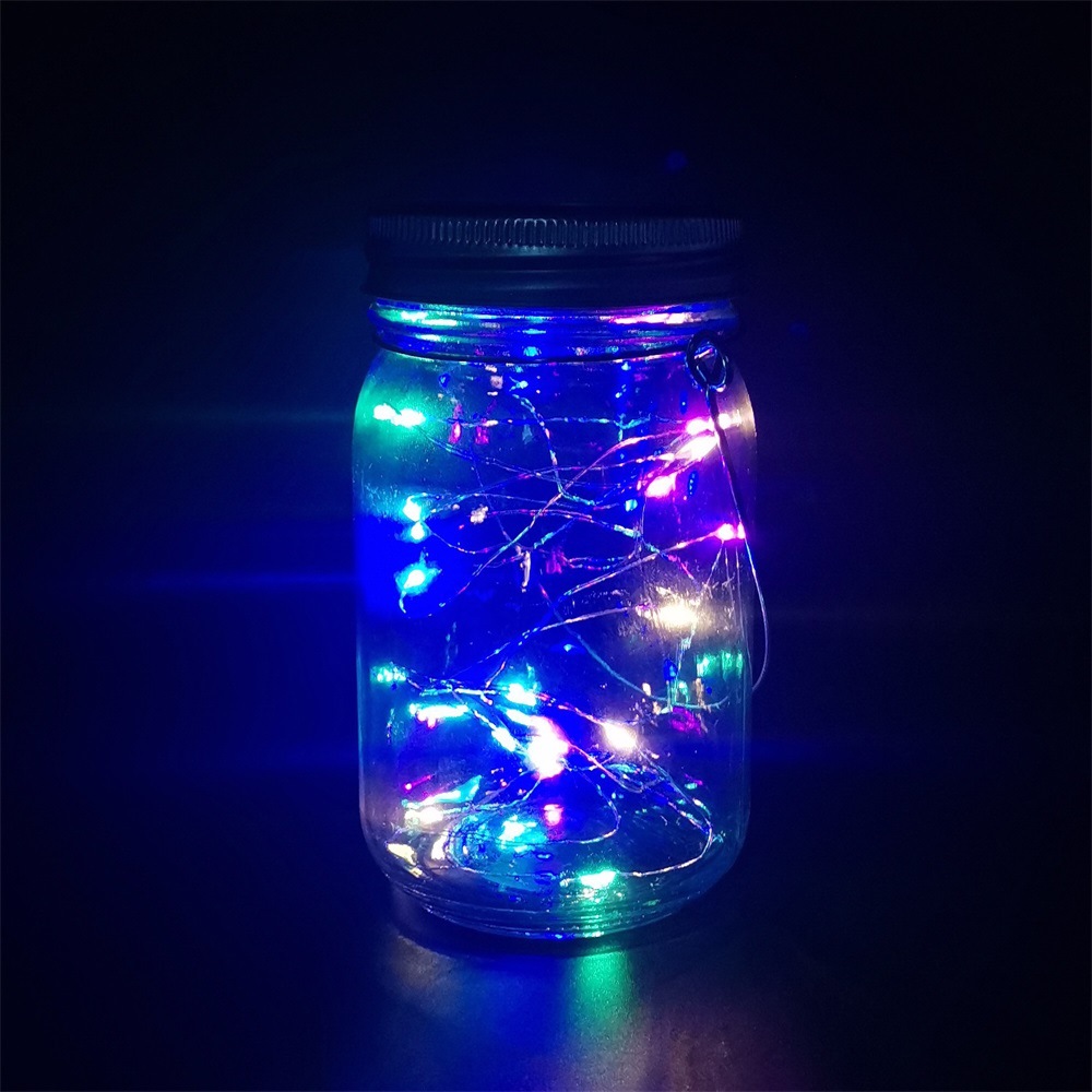 Solar Mason can light led copper wire string starry sky Fairy tale firefly solar Mason bottle cap pic 16