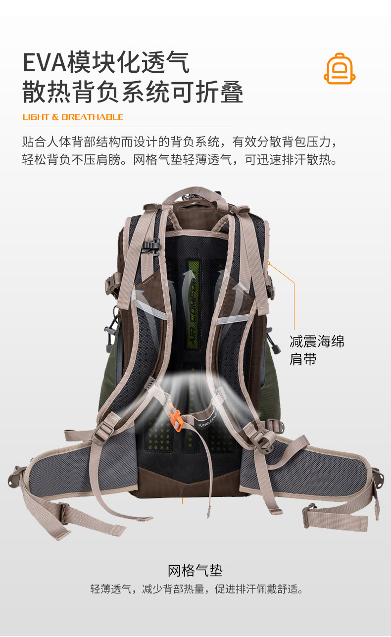 登山包跨境运动骑行背包徒步旅行双肩包高品质YKK拉链减压可折叠登山包越野包computercomputer详情12