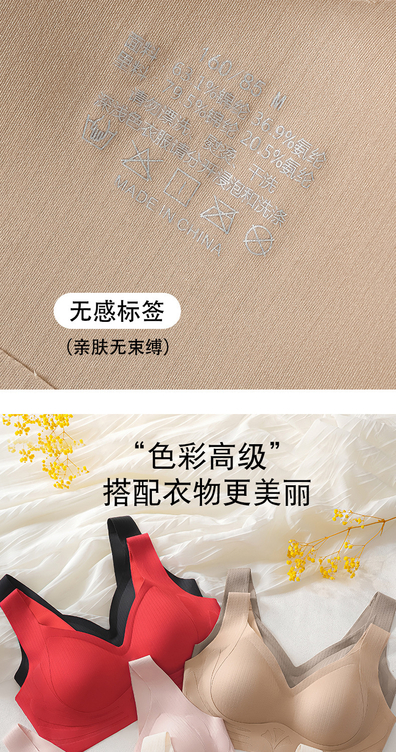 无痕内衣女小胸聚拢夏季薄款运动一体美背心式固定杯无钢圈文胸罩详情11