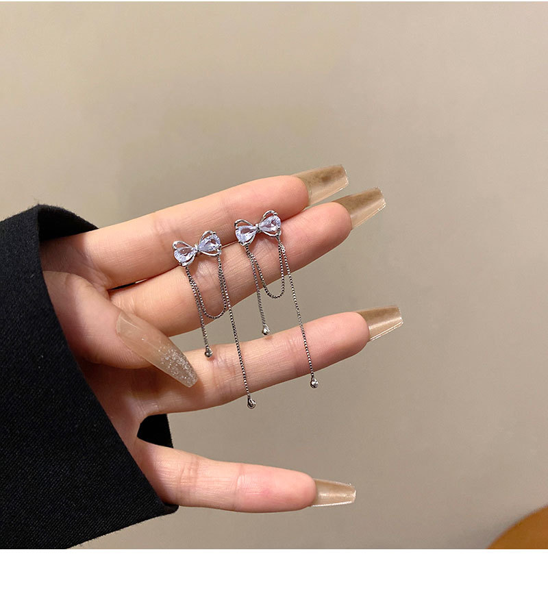 高级感蝴蝶结长款流苏耳环女轻奢小众设计感甜美耳钉复古气质耳饰详情15