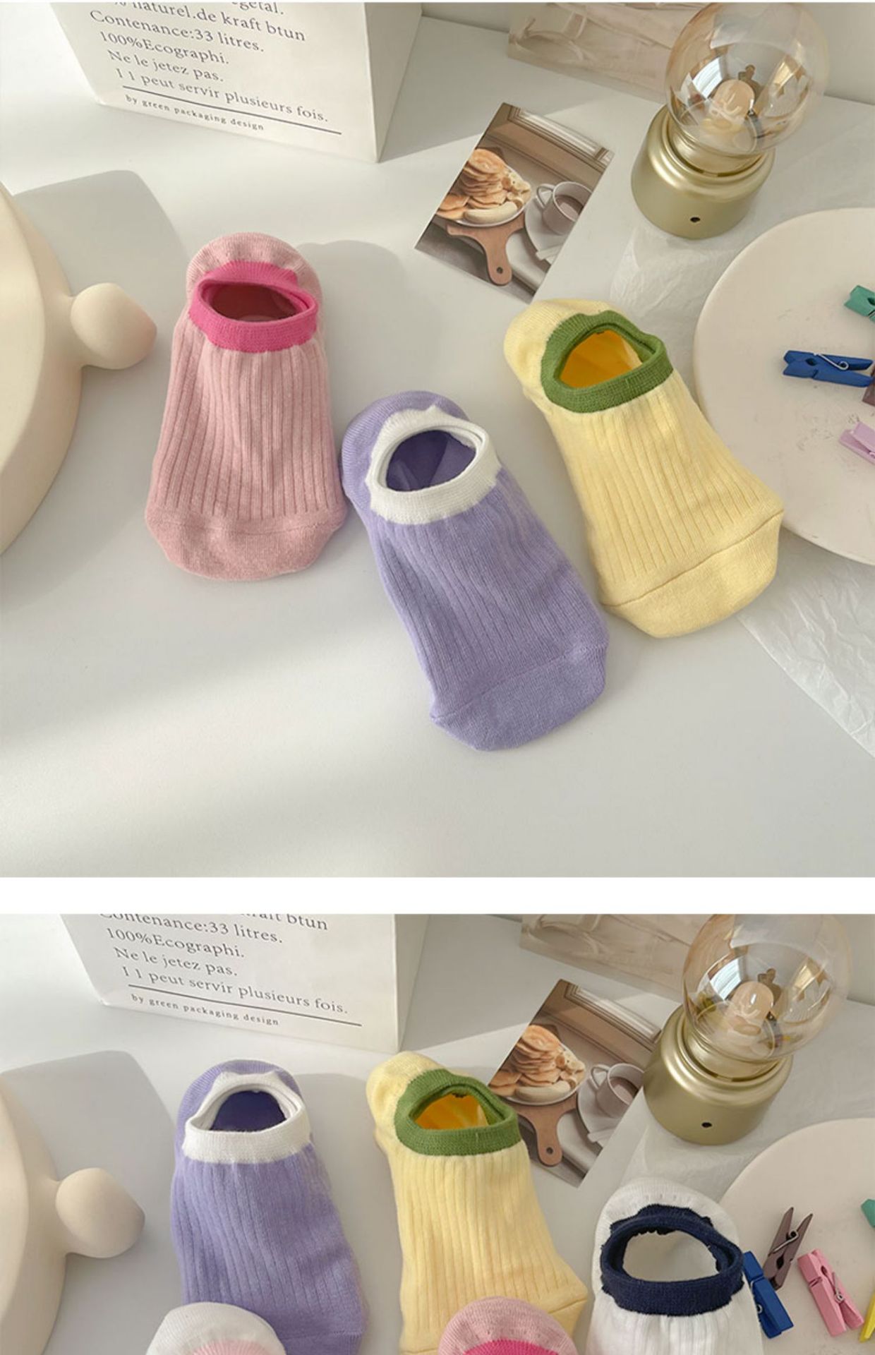 隐形袜子女船袜夏季薄款糖果色抽条棉浅口短袜罗口拼色马卡龙船袜详情4