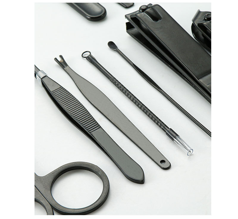 Black nail clipper set of 12 pieces, high-carbon steel nail clippers, contouring set, custom nail and manicure tools, shanilak pic 8