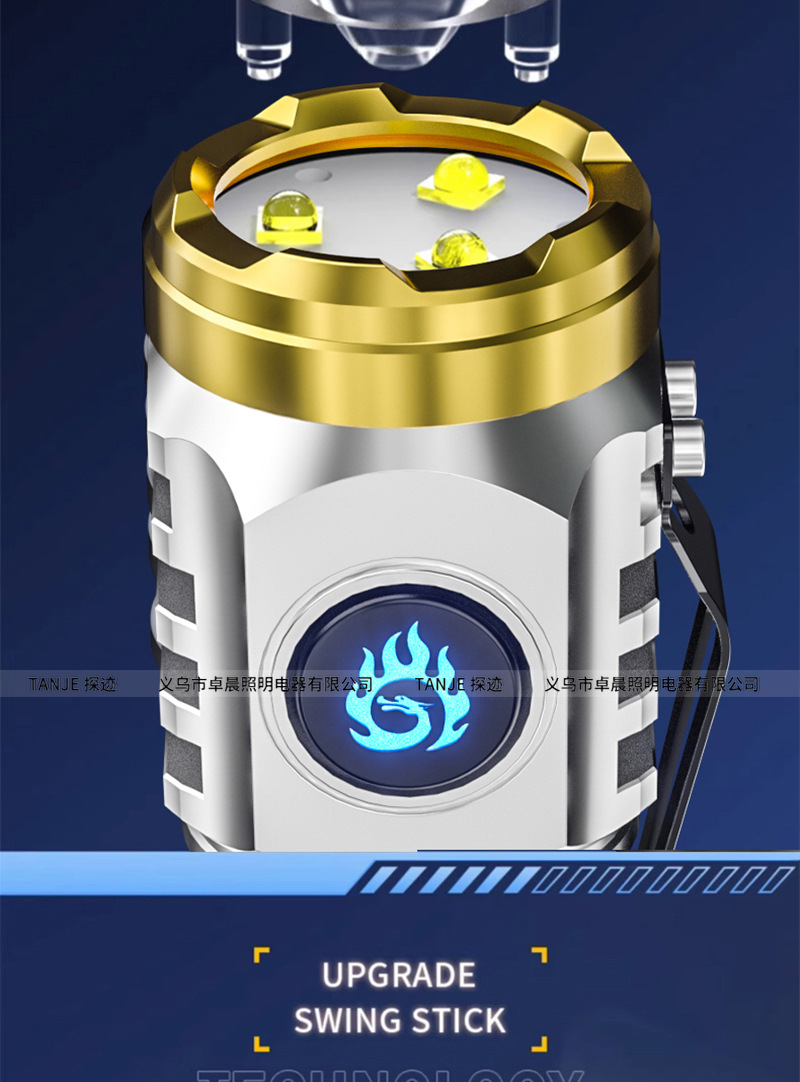 Best-selling white laser high-intensity ultra-bright home charging outdoor portable long-range flashlight, three-eyed Little Monster flashlight pic 5