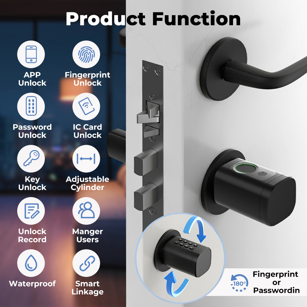 Graffiti control fingerprint smart lock core, all Bluetooth adjustable, universal apartment indoor office smart door lock pic 2