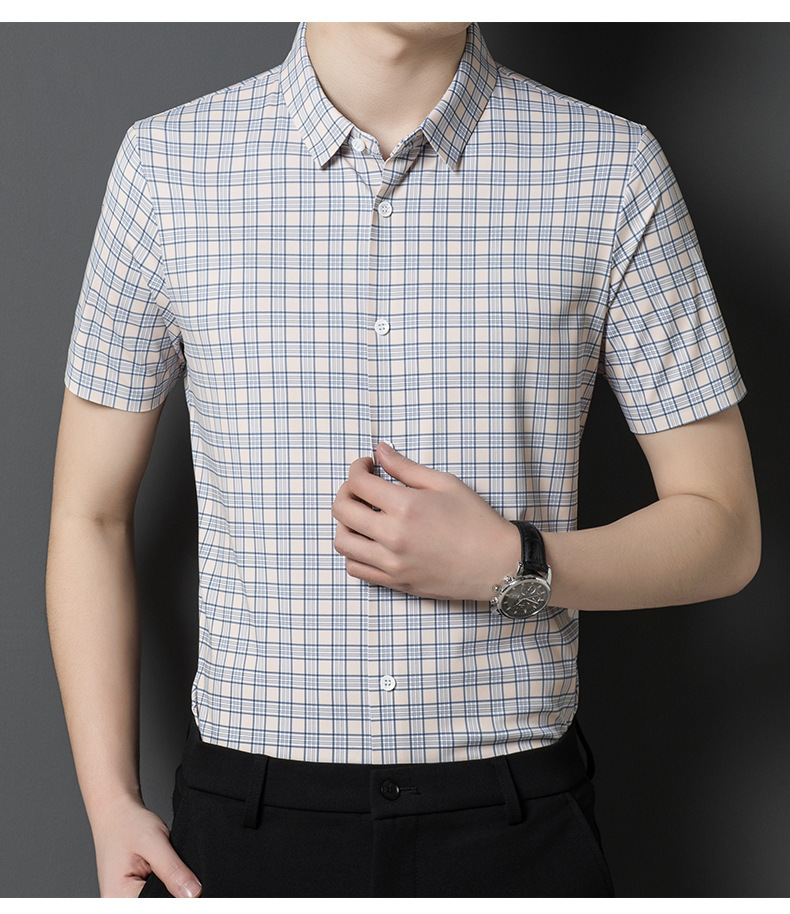 Una pieza de reemplazo de cabello hombre de mediana edad camisa de manga corta verano 2024 nueva camiseta sin plancha casual media manga top hombre ropa de hombre pic 9