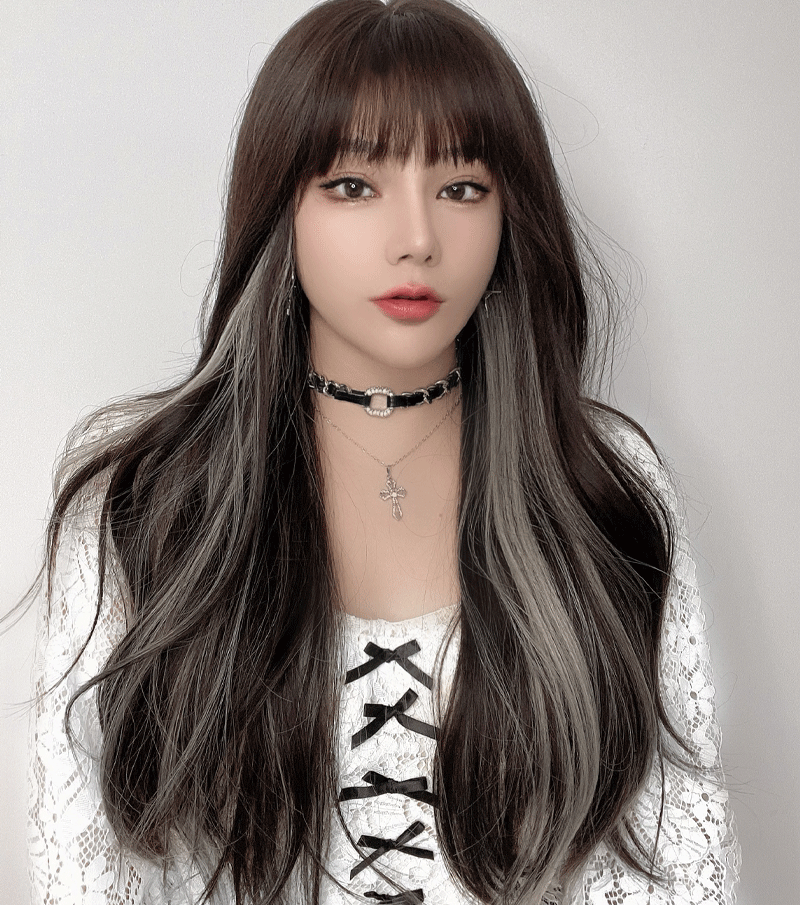 Jiahe wigs feature curly hair, long hair, natural air, bangs, and a trendy vibe. They are colorful ear-hanging, dyed, and highlighted personalized wigs pic 4