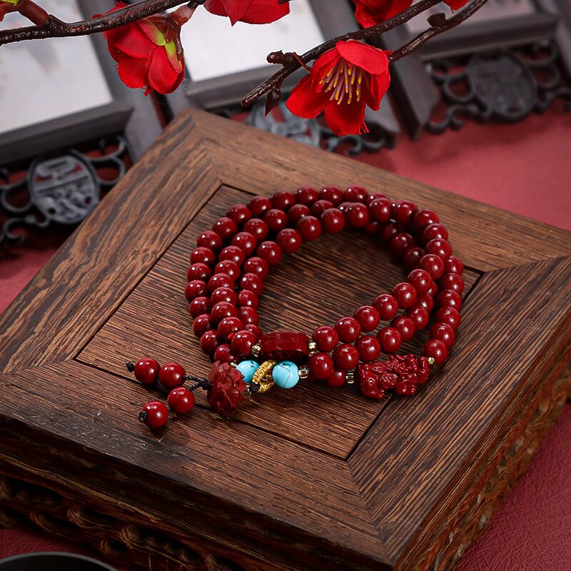 新中式朱砂手链招财电镀貔貅多圈手链幸运莲花手饰女中国风设计详情1