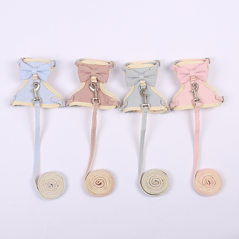 Factory direct sales of cartoon cat bow chest and back straps, sweet pet leash, vest-style cat walking leash wholesale pic 7