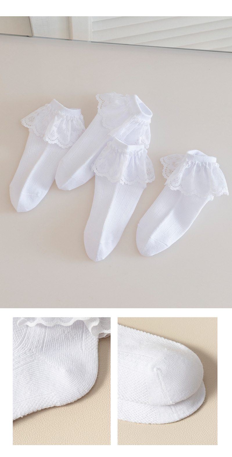 小巴兔女童新款春夏儿童白色透气蕾丝网棉花边袜韩版宝宝公主棉袜详情6