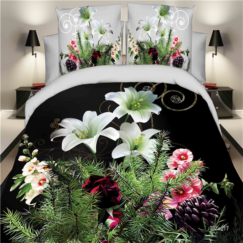 Wholesale of 3D four-piece sets of printed bedding for export with active brushed large patterns pic 25
