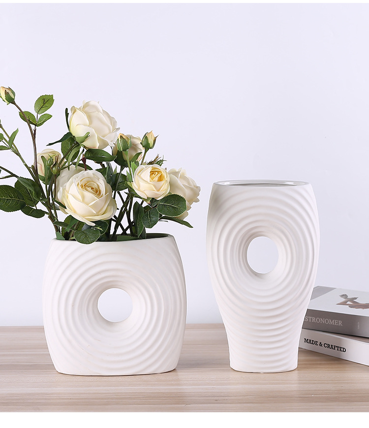 2025 New Nordic modern and simple white ceramic vase decoration, home living room model room flower arrangement, artificial flower table decoration, home decoration art, new Chinese style good items pic 16