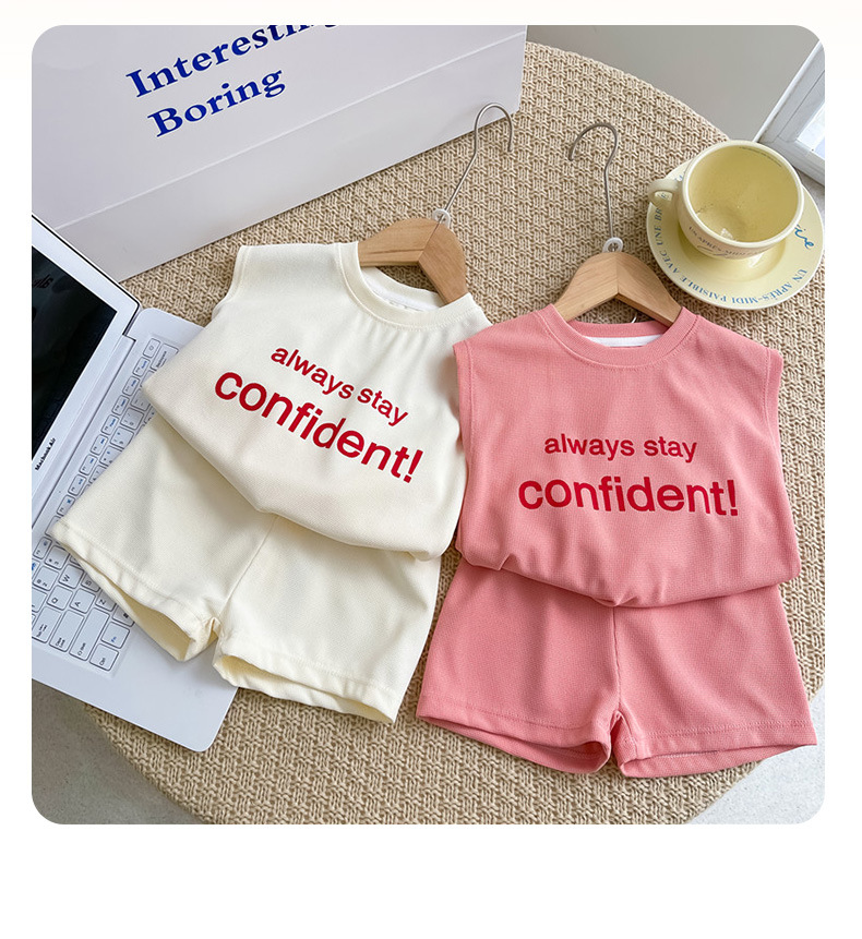 女童背心套装夏季韩版 男宝宝运动无袖短裤套装儿童印花两件套潮详情7