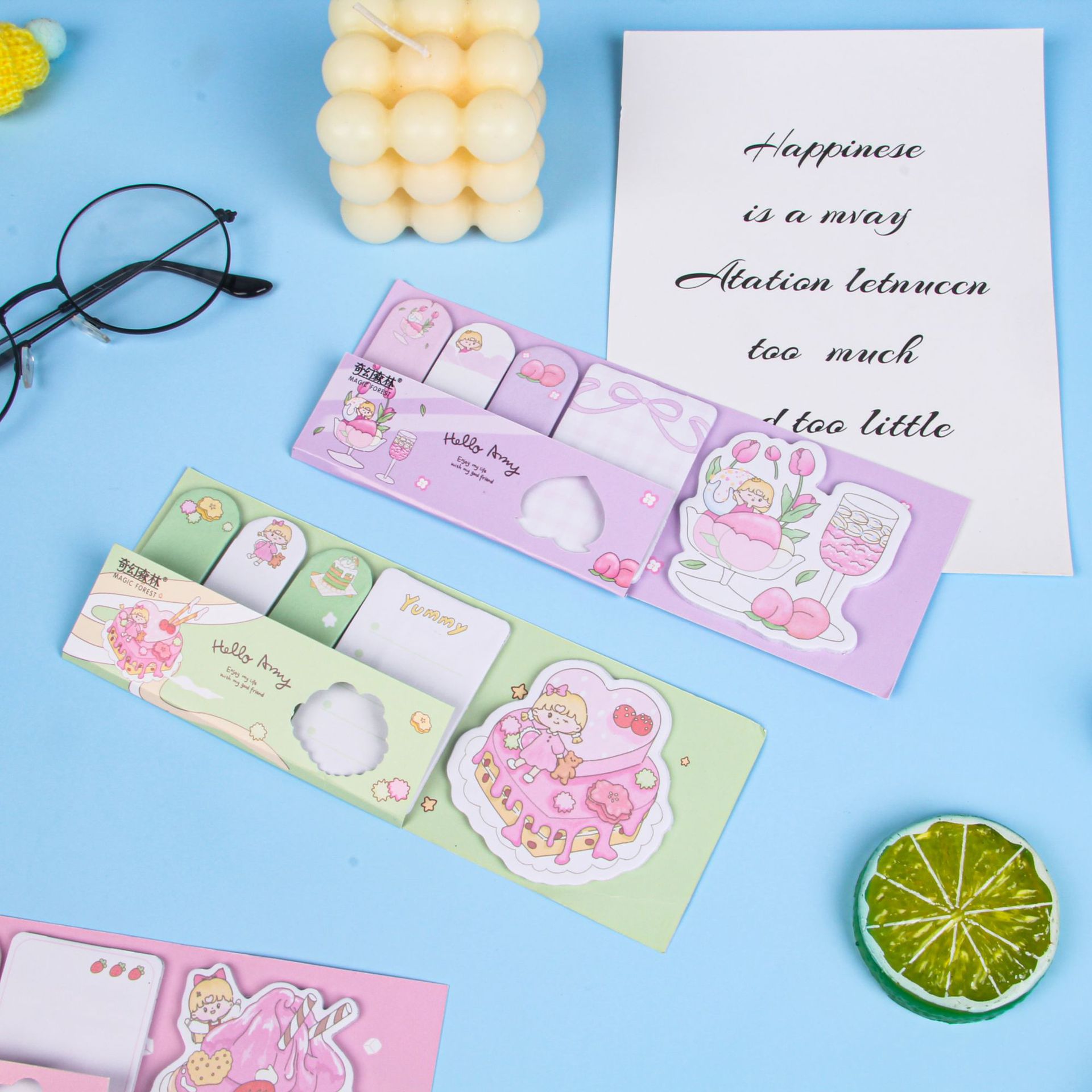 Cartoon sticky notes, sticky notes, paper strips, colored notes, self-adhesive long strips, sticky notes, sticky notes pic 3