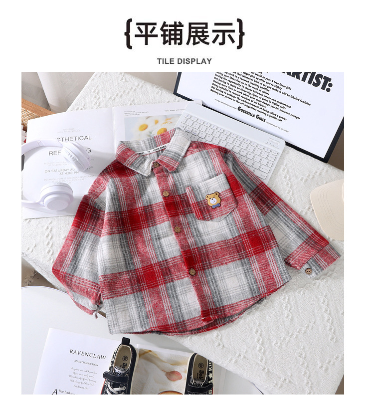 儿童衬衫秋冬季新款韩版男童翻领格子上衣女童休闲开衫长袖打底衫详情17