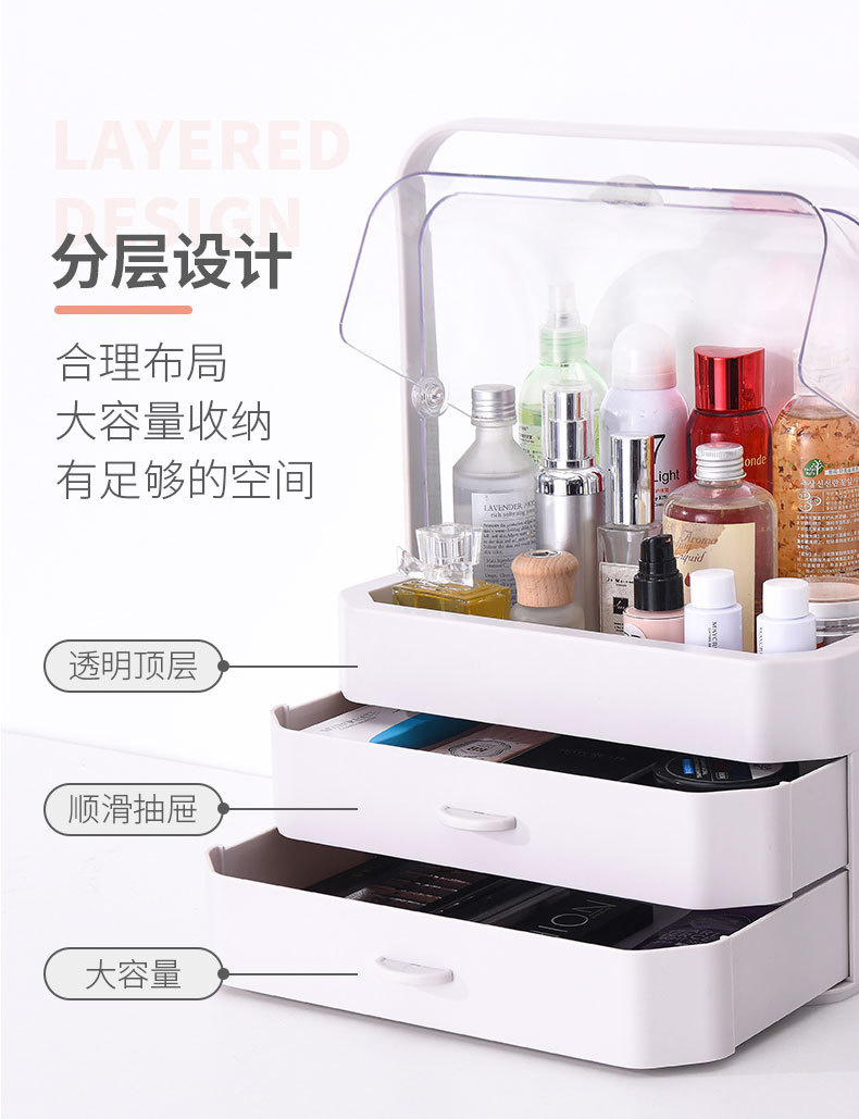 Cosmetic storage box, drawer-type portable transparent desktop organization and storage rack, storage box pic 5