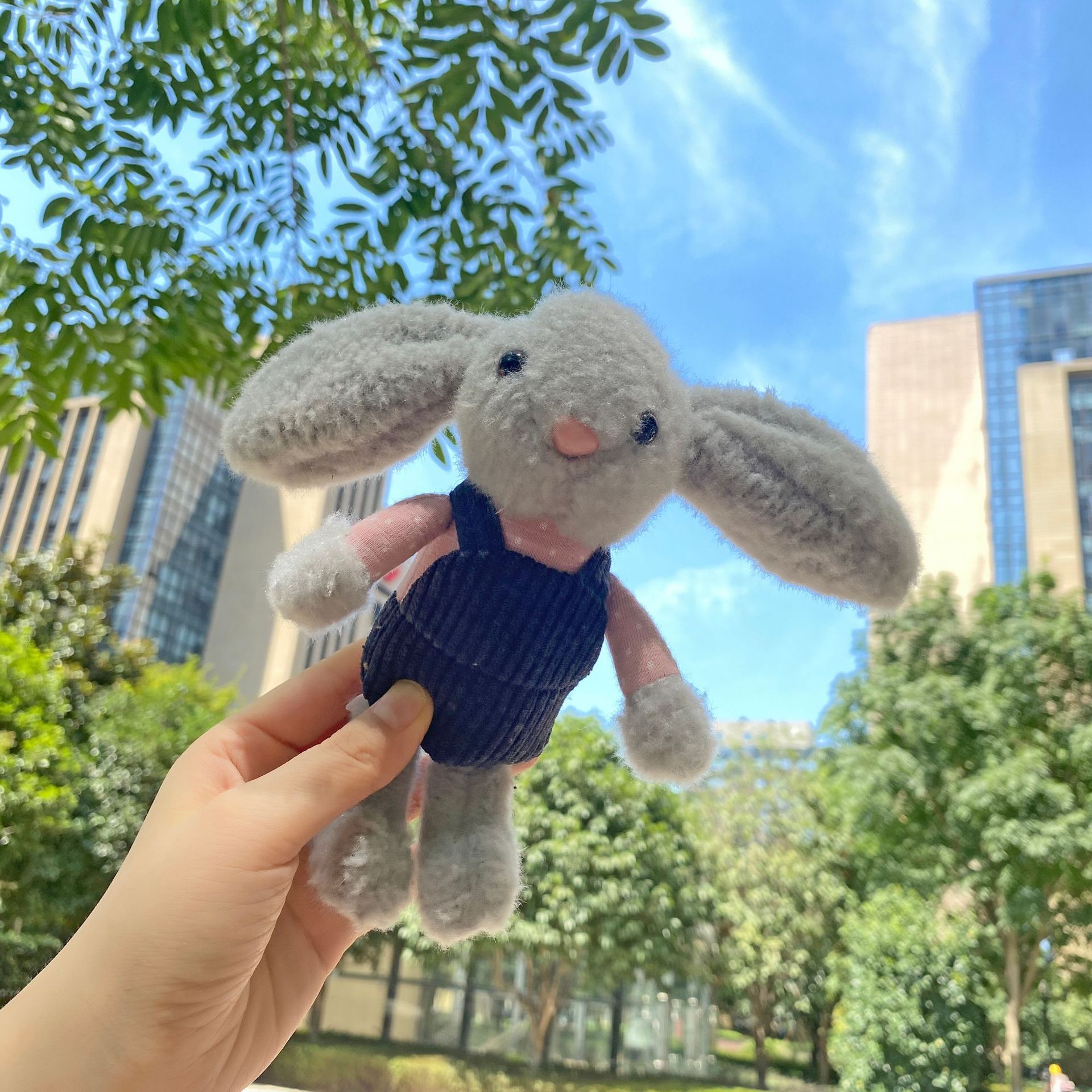 Cartoon plush rabbit pendant strap, cute and soft rabbit keychain pendant, figurine backpack decoration pendant pic 6