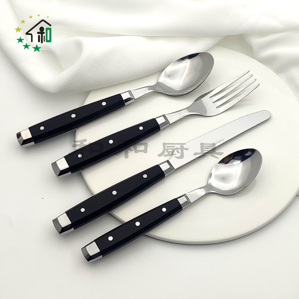 多颜色家用全套切牛排意面餐具24件套装不锈钢西餐餐具刀叉勺全套详情19