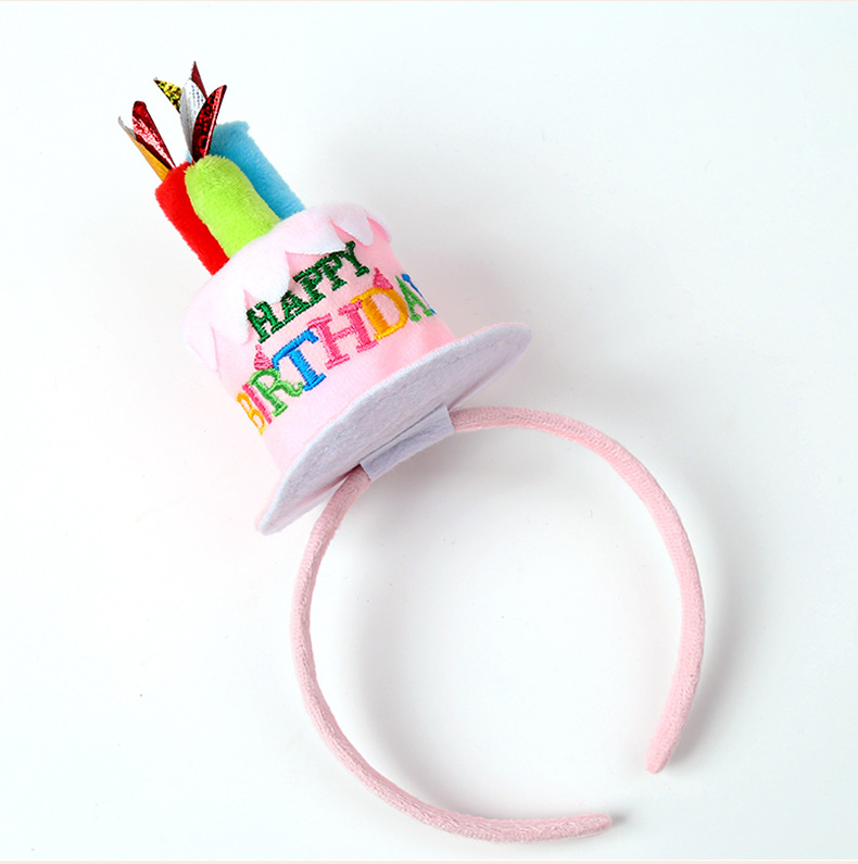 可爱儿童生日蜡烛蛋糕头箍 happybirthday字母派对拍照发箍头饰详情4