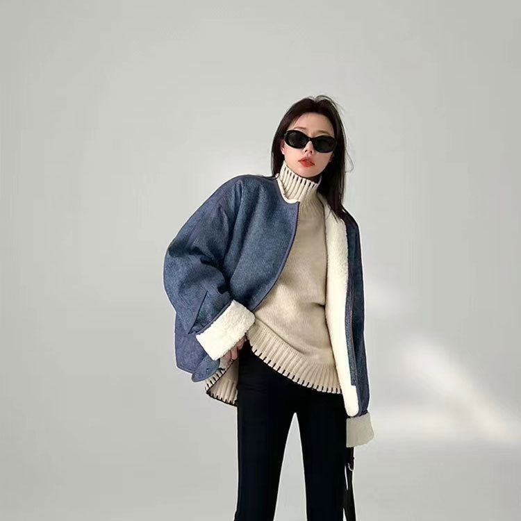纯羊毛高领内搭纯色针织上衣女韩版秋冬宽松慵懒风加厚打底衫毛衣详情9