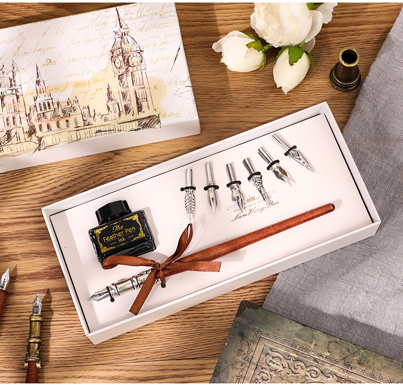 欧式木杆书法笔培训班初学者礼品套装 木杆单支礼品 钢笔造型笔尖详情12