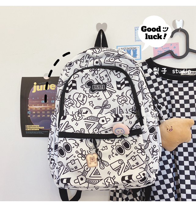Japanese-style schoolbag for girls, Instagram, niche Harajuku graffiti design backpack, large-capacity backpack for junior high school, senior high school and college students pic 23
