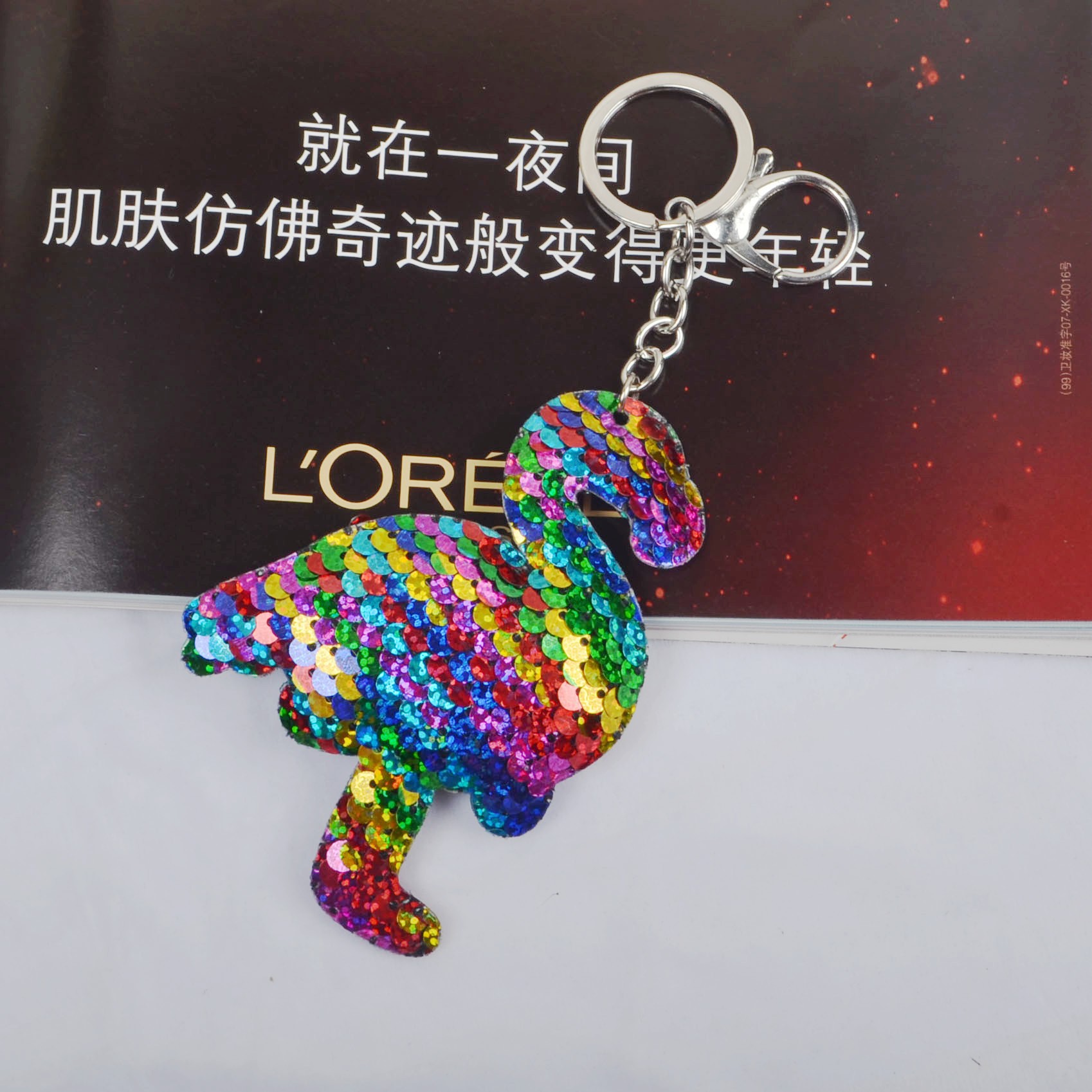 双面亮片包包独角兽海豚火烈鸟钥匙扣动物美人鱼礼品挂件跨境爆款详情28