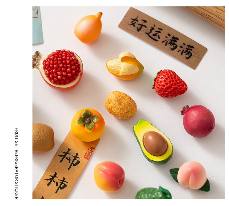 Creative simulation fruit refrigerator stickers, food toys, three-dimensional diy mini resin magnetic stickers, home and kitchen magnetic decoration pic 23