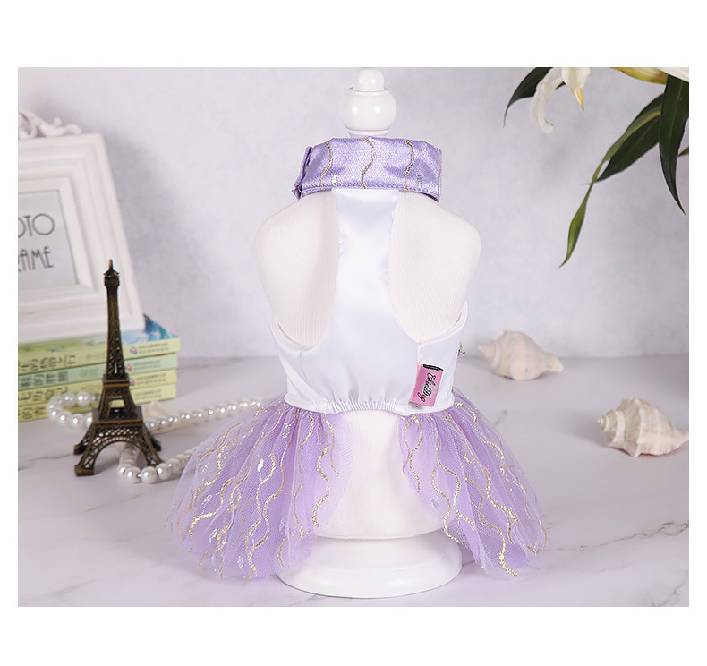 Pet dress, summer gold thread sequined dog dress, cute princess-style lace skirt, cat clothing pic 8