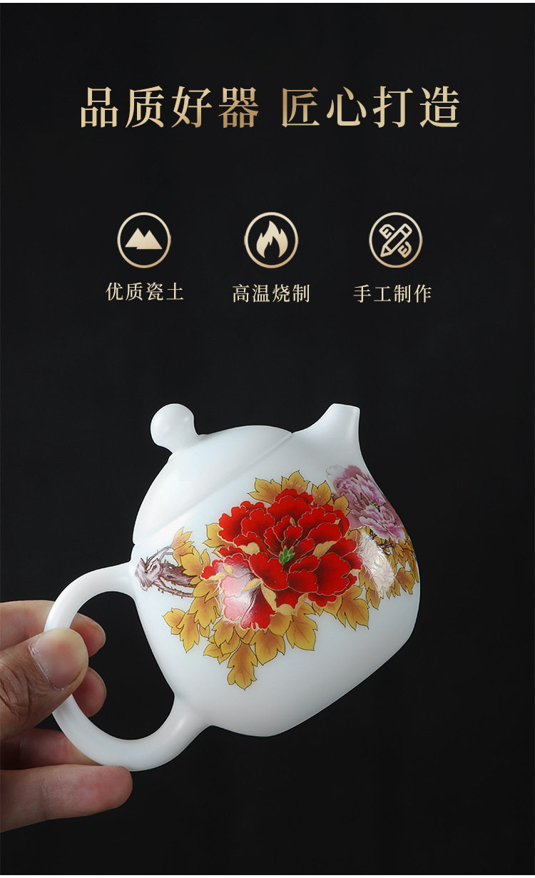 冰种玉瓷龙蛋壶大师手作功夫茶泡茶壶高端手工精密收藏送礼单茶壶详情3